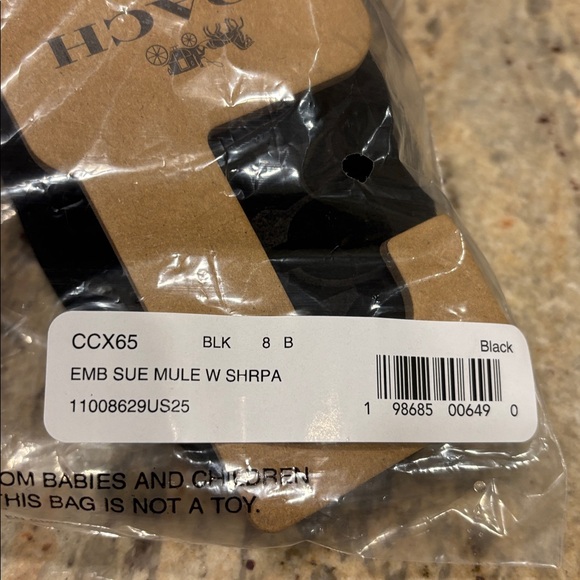 NWT Coach Black Faux Fur-Lined Slippers - Picture 9 of 9